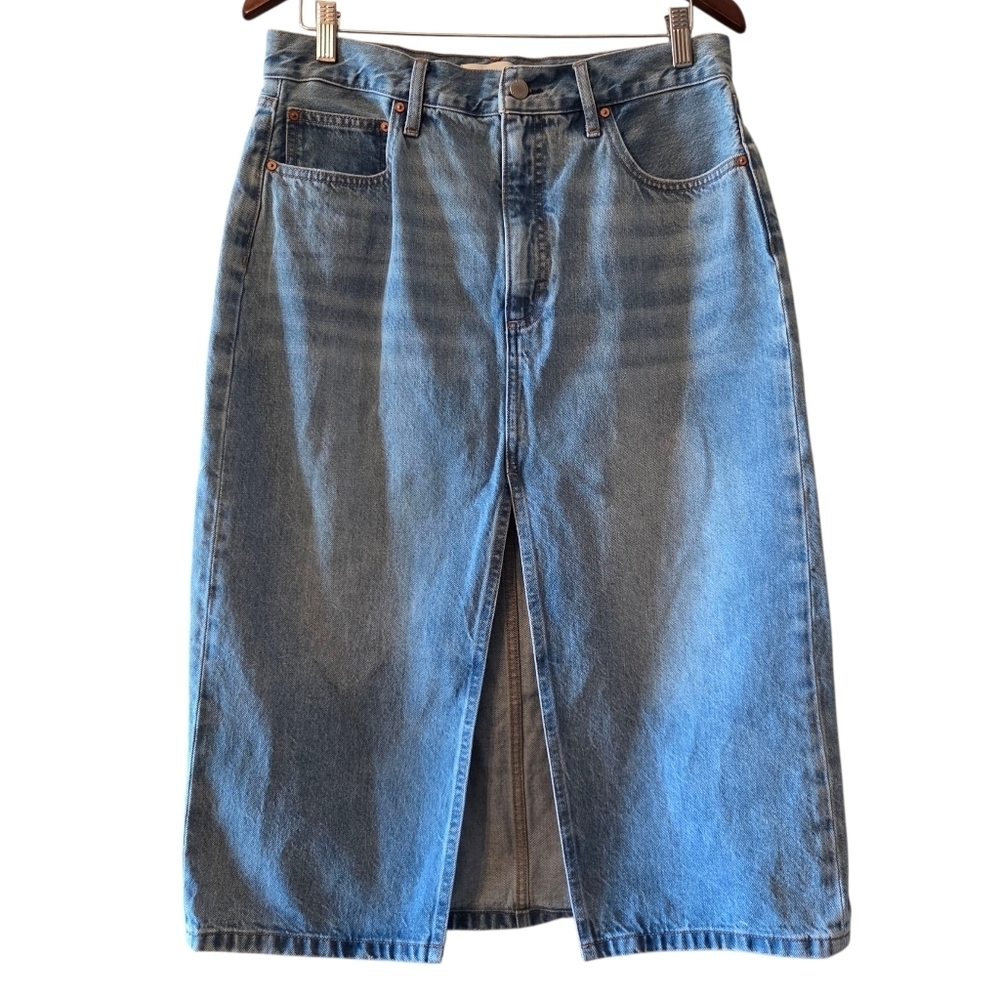 Aritzia Denim Forum The '90s Halle Midi Pockets Jean Women's Denim Skirt Size 31 - Picture 7 of 16